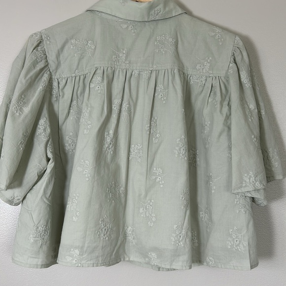 Caroline  Constas Sage Green Embroidered Women's Top 100% cotton - Picture 2 of 11